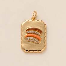 1pc Fashionable & Exquisite Gold-Tone Pig, Cherry Fish, Mushroom Cake Pendant With Cubic Zirconia, Suitable For DIY Necklace, Bracelet, Earring, Bag Chain, Keychain, 18K Gold Plated, Creative Pendant Gift For Wife, Mother, Girlfriend - Multicolor - View 17