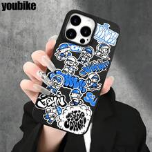 Funda protectora para phone con diseño de letras inglesas azules y orificios grandes. Compatible con phone 16 Pro Max, 16, 15 Pro, 14, 14 Plus/14 Pro Max, 13, 13 Pro, 12 Pro y 11/11 Pro. Regalos para cumpleaños y festividades - Negro - Ver 5