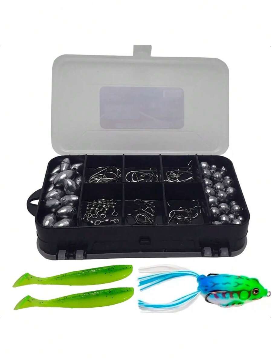 Summer Pesca e Camping Estojo com Isca Artificial Chumbadas Anzol e Giradores - Preto - Visão 1