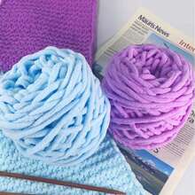 1/3pcs Chunky Chenille Yarn For Knitting, 1 Ply Jumbo Ice Yarn Bulk 100g Skeins, Soft DIY Crochet Thread For Blankets, Slippers, Hats, Scarves Handmade Craft Supplies Christmas Gift - Multicolor - View 3