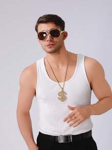 5pcs Hip Hop Accessories Set: Dollar Sign Disco Necklace (With Minor Welding Defect), Fashion Glasses, Bracelet, 2pcs Rings, Eccentric Costume Accessories Suitable For Halloween, Cosplay, Back To School - Multicolor - View 2