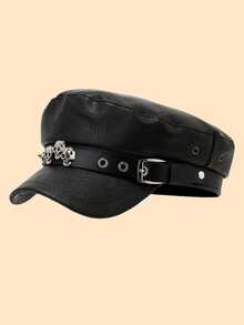 1pc Women's Halloween Fashionable Skull Newsboy Cap, Unisex, Adjustable, Suitable For Halloween Wear (The Hat May Have An Odor, Which Can Be Eliminated By Placing It In A Ventilated Area)