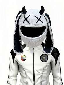 1 Piece Cute Helmet Cap Couple Riding Warm Pullover Cap Rabbit Ear Design Holiday Party Headwear