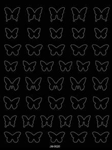 1 张 3D 喷枪模板指甲贴纸，25 种款式自粘心星花蝴蝶火焰美甲贴纸，镂空法式美甲贴纸贴花印刷模板模板工具美甲技巧装饰 - 彩色 - 查看 29