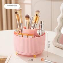 5 槽旋转化妆刷架，大容量化妆品收纳盒，可收纳刷子、眉笔和口红，便携式梳妆台收纳盒，浴室，办公桌面文具收纳盒或旅行