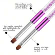 Oval & Flat UV Gel Nail Brush Rhinestone Handle Professional Nail Art Design Brushes,Nali Art Brush,Suitable For Beginners And Professional Nail Artists To Use At Home - Purple - View 9
