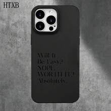 Funda protectora para teléfono con diseño de letras inglesas negras y orificios grandes, compatible con phone 16 Pro Max, 16, 15 Pro, 14, 14 Plus/14 Pro Max, 13, 13 Pro, 12 Pro, 11/11 Pro Series. Regalos para cumpleaños y festividades - Blanco - Ver 8
