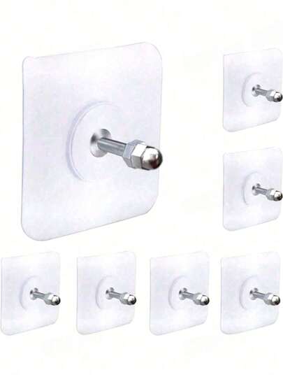 10pcs Strong Adhesive Screw Stickers, Self-Adhesive Screws, Invisible Wall Nails, Nail-Free Hanging Shelves, Pendants, Frameless Nail-Free Stickers For Photo Frames, Clocks, Nail-Free Design, Kitchen Wall Hooks, Drill-Free Installation, Practical Hooks And Bathroom Shelf Hanging Set