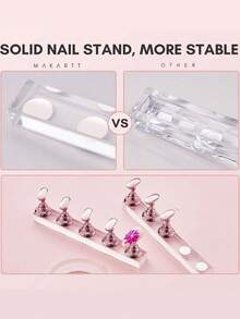 1 Set Pink Nail Polish Display Rack, Magnetic Nail Art Practice Holder, Acrylic Nail Salon Equipment & Decor For Beginner Nail Art Display And Practice - Pink - View 4