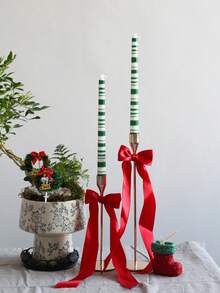 2pcs, 9.84-Inch Christmas Long-Handled Candles, Featuring Fun Designs Of Christmas Trees And Snowmen, Suitable For Home Decoration, Can Be Used For Holiday Arrangements, And Are Christmas Scented Candles - Multicolor - View 7