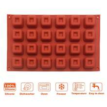 1 pezzo Stampo in silicone 3D quadrato, attrezzo da forno fai-da-te per brownies 3D, budini, mousse, dolci al cioccolato - Rosso - Visualizzare 8