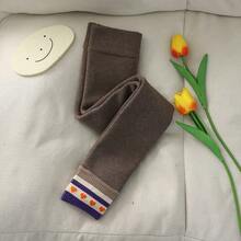 1pc Kids' Knitted Leggings, Warm Thermal Lined For Autumn/Winter, Colorful Striped Hem, Cute & Comfortable, Ideal For Daily Wear - Multicolor - View 14