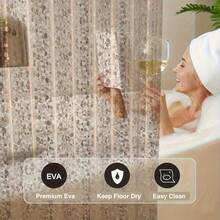 1pc Mildew Resistant Shower Curtain, Available Sizes: 180 X 200cm, 120 X 200cm, 200 X 200cm, 154 X 200cm, 90 X 200cm, Brown Color, Comes With 12 Hooks, Magnetic Bottom, Waterproof, Suitable For Shower Enclosure And Bathtub - Brown - View 9