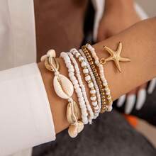 Jewelry Bohemian Vacation Style Beaded Woven Bracelet Starfish Seed Beads Seven-Piece Bracelet - 25134-G - 查看 13