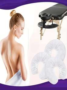 50 pezzi Copri poggiatesta monouso in tessuto non tessuto a forma di U, copri poggiatesta per massaggi antiadesivi, adatti per lettini da massaggio professionali e sedie da spa, misura universale elastica - Bianco