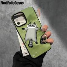 Funda para phone con diseño de mapache tumbado en la hierba verde, con orificios grandes, compatible con phone 16 Pro Max, 16, 15 Pro, 14, 14 Plus/14 Pro Max, 13, 13 Pro, 12 Pro, 11/11 Pro. Ideal para regalar en cumpleaños y fiestas. - Blanco - Ver 7