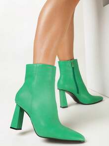 Geometrische Ankle Boots mit Kunstleder-Reißverschluss - Grün - Übersicht 2