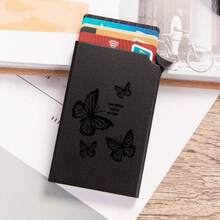 Portafoglio minimalista da donna con motivo a farfalla di OBCREATOR, portafoglio slim, porta carte di credito con scomparti a comparsa, protezione RFID, custodia in metallo per carte di credito unisex, organizer (Nero, Argento, Dorato, Grigio, Rosso, Blu)