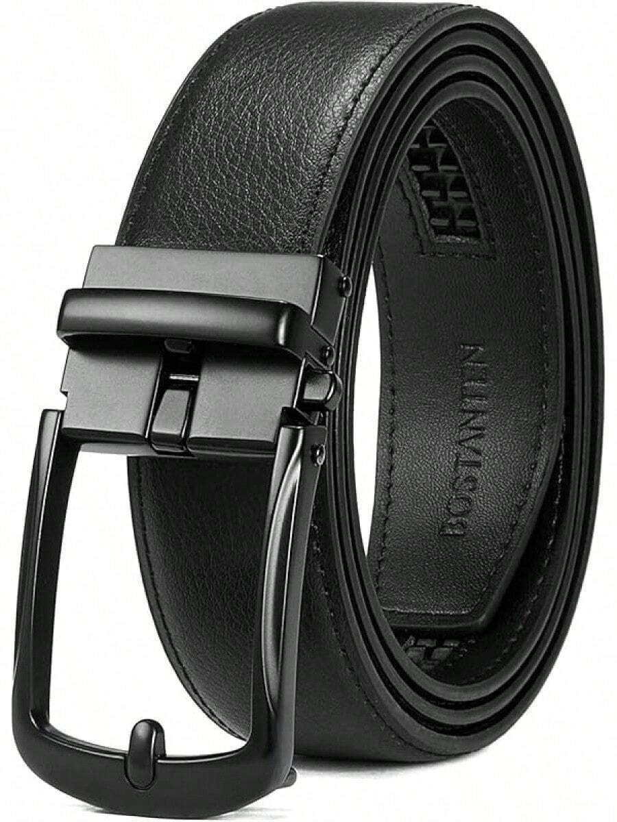 BOSTANTEN Belt Men Leather Reversible Belts Men 1 3/8 Casual Dress Pants, Two-In-One Belt - 011-全黑 - 查看 1