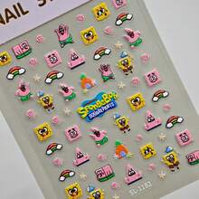 SpongeBob SquarePants 1pc SpongeBob Cartoon Nail Art Sticker, Anime DIY 3D Nail Sticker, Art Decor Self-Adhesive Waterproof Sticker, Nail Art Gift, Halloween Gift, Christmas Gift - Multicolor - View 2