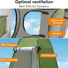 Portable Outdoor Pop-Up Privacy Tent, Camping Shower Toilet, Changing Room, Hiking Camping - Green - View 7