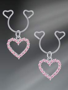 CIZME 2 Pcs/Set Sexy Stainless Steel Heart Star Adjustable Fake Nipple Rings Non-Piercing Nipple Rings Dangle Faux Nipple Rings Nipple Faux Nipple Rings Non Piercing Nipple Jewelry Faux Piercing Jewelry For Women For Daily Decoration - Fake Nipple Ring - View 12