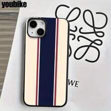 Funda protectora para phone (1 unidad) con orificios grandes, diseño a rayas azules y blancas. Compatible con phone 16 Pro, 16, 15 Pro, 14, 14 Plus, 14 Pro, 13, 13 Pro, 12 Pro y 11/11 Pro. Ideal para cumpleaños y celebraciones. - Blanco - Ver 4