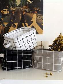 1 pièce Panier de rangement pliable à motif à carreaux, bac de rangement pour jouets, panier de salle de bain, panier de rangement pliable, organiseur de bureau, convient pour un cadeau d'Halloween - Multicolore - Voir 2