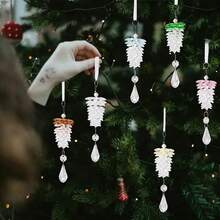 Christmas New Arrival Decoration Acrylic Pinecone Hanging Ornament Faux Pinecone Hanging Ornament Transparent Crystal Small Tree Hanging Dec