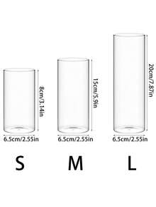 1 pieza Jarrón de cilindro de vidrio - Jarrón decorativo para boda, soporte de vela flotante de vidrio transparente para centro de mesa, decoración del hogar para boda - transparente - Ver 9