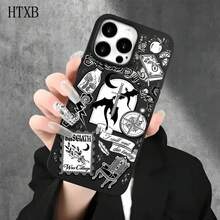 Funda para phone (1 unidad) con diseño estampado negro y orificios grandes. Compatible con phone 16 Pro, 16, 15 Pro, 14, 14 Plus/14 Pro, 13, 13 Pro, 12 Pro y 11/11 Pro. Regalos para cumpleaños y celebraciones. - Blanco - Ver 3