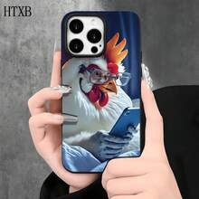 Funda protectora para phone con diseño de pollo con gafas (1 unidad), compatible con phone 16 Pro, 16, 15 Pro, 14, 14 Plus/14 Pro, 13, 13 Pro, 12 Pro, 11/11 Pro. Ideal para cumpleaños y celebraciones. - Blanco - Ver 8