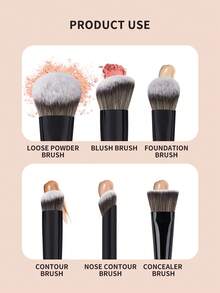 MAANGE 5/6件套专业化妆刷套装，带纸盒，包含散粉刷、腮红刷、粉底刷、修容刷、鼻刷，柔软刷毛，适用于粉状和液状化妆品，便携易用，是旅行的理想之选，也是送给女性和女孩的绝佳礼物。化妆刷套装，全套化妆刷，化妆礼盒，赠品，专业化妆刷，全套化妆刷套装 - 黑色 - 查看 4