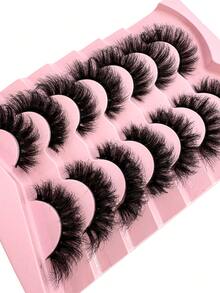 New 2Boxes/14Pairs Soft, Fluffy Natural-Looking 3D Mink Eyelashes, Russian Volume Eyelashes, Dramatic Layered Messy Mink Lashes For Smart Long Cat Eye Lifting, Full Strip Lashes Reusable For Daily And Party, Gift Idea - Black - View 5