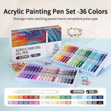 6/12/18/36/54/72/90色可伸缩丙烯颜料彩色凝胶笔套装 - 凝胶笔，中号笔尖（0.7毫米），丙烯颜料马克笔，圆珠笔，勾线笔，荧光笔，非常适合鲜艳的彩色书写和素描，书写流畅，适用于绘画、高亮、学生笔记、制作手册、办公等用途。 - 彩色 - 查看 35