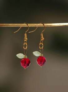 1 对 3D 苹果形珠宝，甜美女孩风格多巴胺耳环，适合日常佩戴和约会