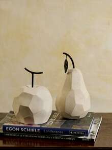 Cirelle Fruit Resin Ornament Apple Pear Ins Wabi-Sabi Style Minimalist Living Room Family's Room Tv Cabinet Entrance Decorative Home Decoration Best Gifts Birthday Graduation - Beige - View 1