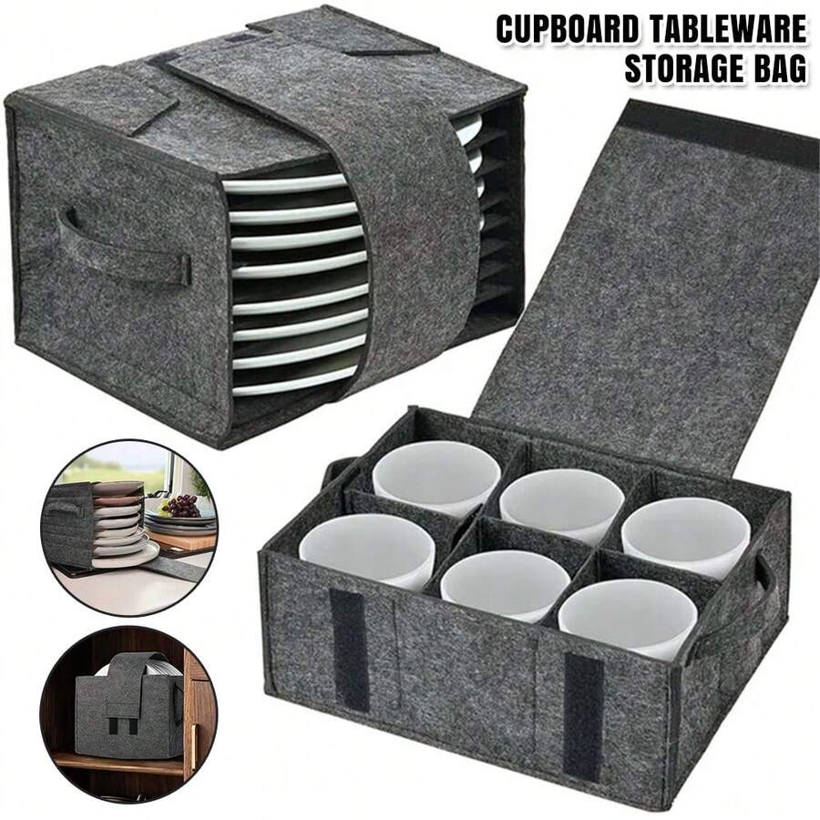 2PCS Caravan Plate Holder Tableware Storage Bag For Motorhome Campervan Boat Cupboard - Dark Grey - View 1