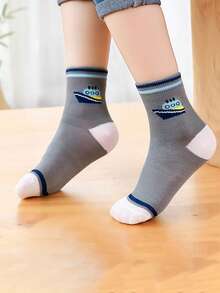 5 Pairs Cute Cartoon Car Pattern Breathable Odor-Resistant Children's Socks, Suitable For Spring, Summer, And Autumn - Multicolor - View 2