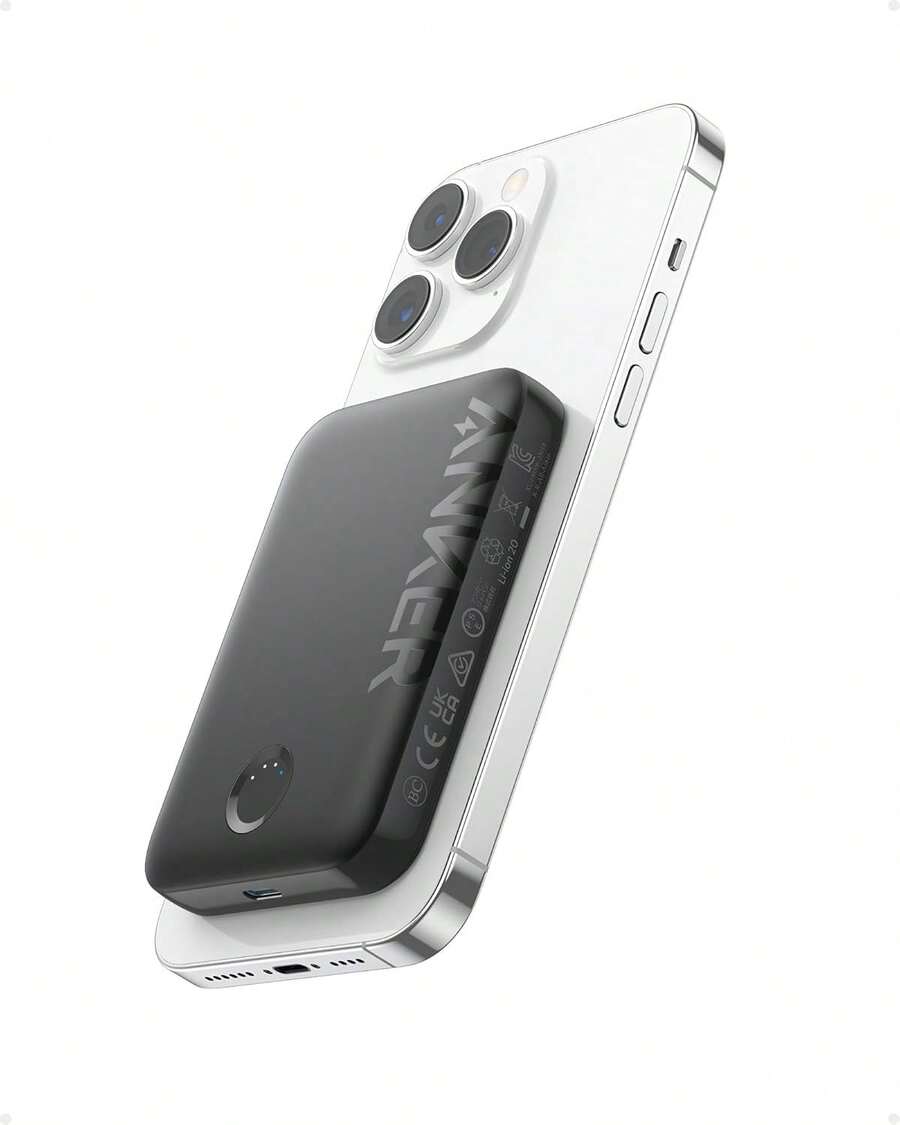 Power Bank Magnético Inalámbrico 5000 mAh (MagGo, PowerCore Magnetic 5K), Cargador Portátil Compatible con 17/16/15/14/13 Serie (Color Negro) - Azul - Ver 1