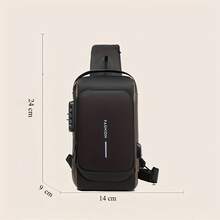 Men's Anti-Theft Combination Lock Chest Bag - Durable Oxford Fabric, Adjustable Shoulder Strap, Suitable For Motorcycle Riding And Casual Sports, Compact Crossbody Bag, Multi-Functional Secure Compartment, Fashionable Black Design, High-Quality Zippers, Essential For Outdoor Activities, Durable And Versatile, Exclusive For Sports Enthusiasts - 黑色 - 查看 4