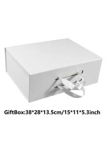 1個可摺疊禮品盒，白色大號可摺疊禮品盒，婚禮派對緞帶禮品盒，包裝盒，婚禮紀念禮品盒，翻蓋式緞帶禮品盒，萬聖節、感恩節、聖誕節禮品盒，適用於生日派對、節日派對禮品盒，婚禮禮品收納盒 - 白色 - 查看 5