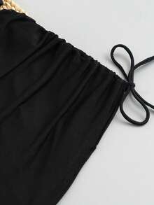 2025新款网纱裙比基尼套装，欧美风，抽绳腰身设计，显瘦性感，收腹提臀，适合海滩度假，黑色夏季款 - 黑色 - 查看 9