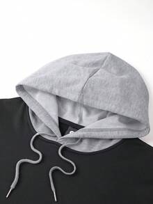 2 件套新款秋冬季男士长袖连帽运动衫，带有彩色丝带字母印花和松紧腰抽绳裤，适合休闲、运动、旅行、度假、健身、跑步和情侣装。 - 彩色 - 查看 4