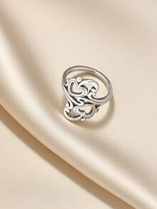 1pc Simple Unique 925 Hot Selling Sterling Silver Swirls And Scrolls Hearts Ring Light Cable Chain Bohemian Style High-End Light Luxury DIY Pendant Women Fine Jewelry Gift - 復古銀色 - 查看 5