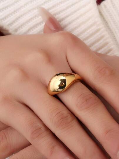 1pc Minimalist Plain Band Ring, Water Drop Shape Suitable For Daily Wear, Gift For Friends