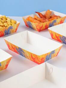 10/24pcs Blue Flame Dragon Food Boxes, Fries Boxes, Popcorn Boxes, Popcorn Boxes, Birthday Party Decor And Movie Night Snack Boxes, Suitable For Lunch Box, Bakery Bread, Burger Restaurant - Multicolor - View 5