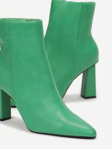 Geometrische Ankle Boots mit Kunstleder-Reißverschluss - Grün - Übersicht 5