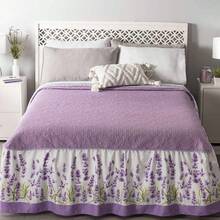 DECO HOGAR Colcha Doble Vista Super Suave Ligera Con Olan Varios Modelos Matrimonial y King Size Viann. - Lavanda - Ver 3