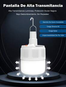 200W Luces de camping,Lámpara de camping, lámpara solar,bombilla de emergencia, lámpara colgante para tienda y de trabajo, bombilla LED recargable por USB, luces portátiles para exteriores, accesorios de camping,Lámpara Emergencia Portátil Recargable LED Y Usb gancho portátil, - Blanco - Ver 8